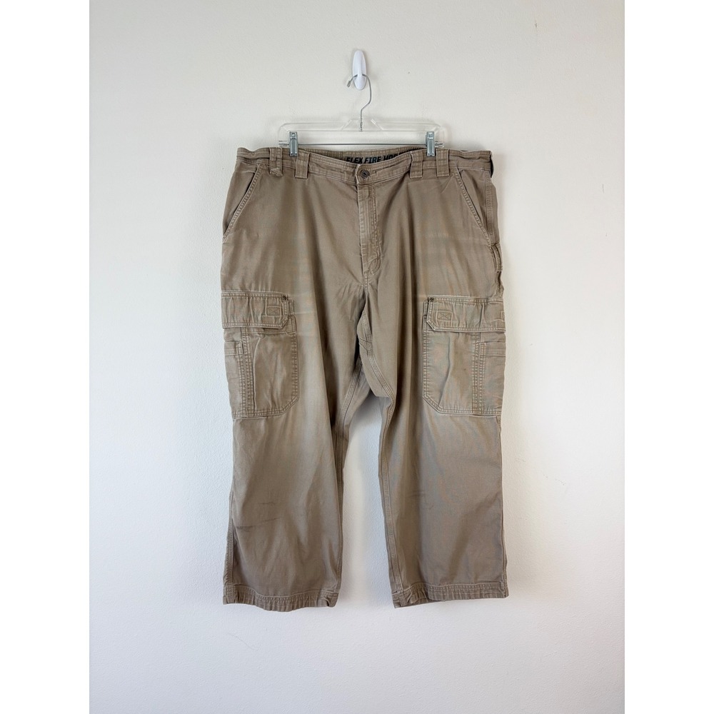 Duluth Trading Co Flex Fire Hose Cargo Pants Mens 44x28 Tan Khaki Relaxed Fit